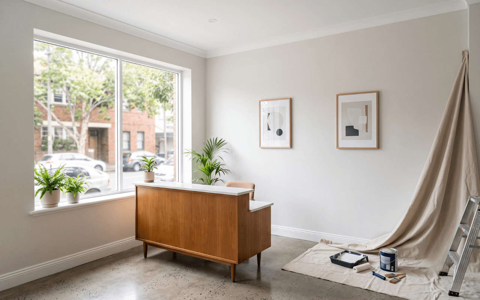 Commercial office and reception area with professionally painted walls in Sydney