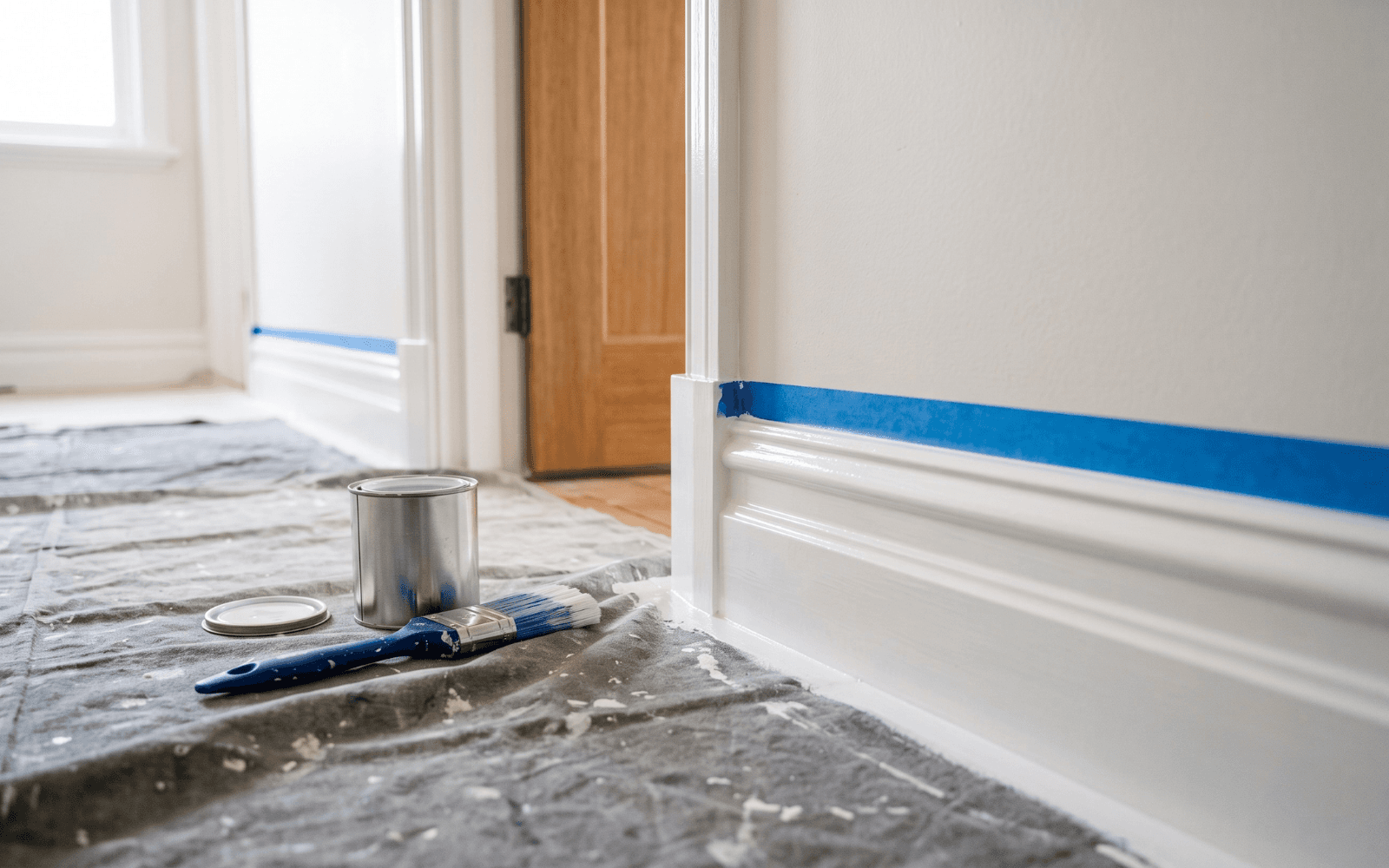 Freshly painted trims, skirtings and door frames in a Sydney home